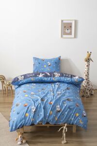 Zethome Bulutlar ve Uzay Mekiği Çift Taraflı Çocuk Nevresim Takımı 160x220 cm