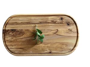 Zethome Zeytin Ağacı Ahşap Dikdörtgen Oluklu Steak Tahtası Büyük 37x18