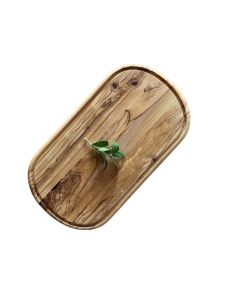 Zethome Zeytin Ağacı Ahşap Dikdörtgen Oluklu Steak Tahtası Büyük 37x18