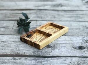 Zethome Zeytin Ağacı Ahşap Oyma Çerezlik İkili