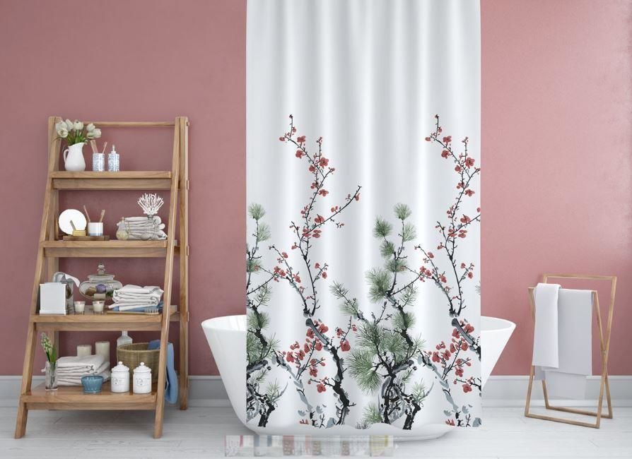 Banyo Perdesi 1x120x200 Tek Kanat Duş Perdesi Halka Hediyeli Duşakabin Perdesi 7766
