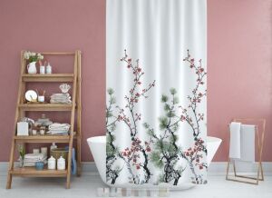 Banyo Perdesi 1x120x200 Tek Kanat Duş Perdesi Halka Hediyeli Duşakabin Perdesi 7766