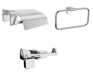 F1 Serisi Krom Paslanmaz Duvara Monte Kare Havluluk-K.Kağıtlık-Bornoz Seti