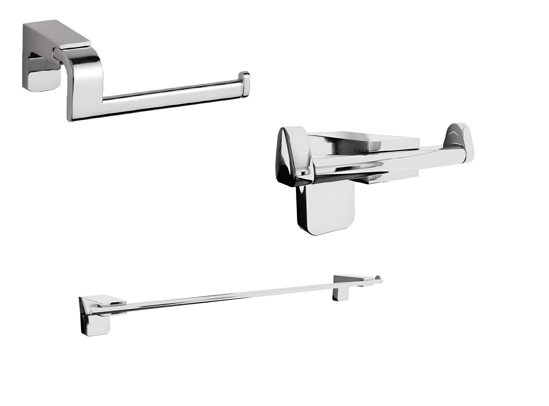 F1 Serisi Krom Paslanmaz Duvara Monte Havluluk-Kağıtlık-Bornoz Seti