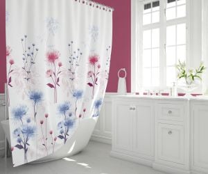 Banyo Perdesi 2x120x200 Çift Kanat Duş Perdesi Halka Hediyeli 8747