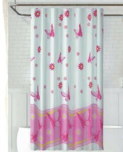 Banyo Perdesi 1x180x200 Tek Kanat Duş Perdesi Halka Hediyeli Duşakabin Perdesi 6020 Pembe