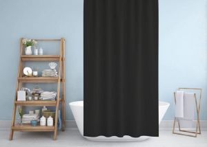 Banyo Perdesi 1x120x200 Tek Kanat Duş Perdesi Halka Hediyeli Duşakabin Perdesi 0010 Siyah
