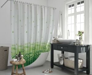 Banyo Perdesi 1x180x200 Tek Kanat Duş Perdesi Halka Hediyeli Duşakabin Perdesi 5020 Yeşil