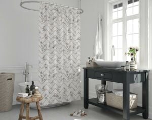 Banyo Perdesi 1x180x200 Tek Kanat Duş Perdesi Halka Hediyeli Duşakabin Perdesi 5705