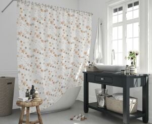 Banyo Perdesi 1x180x200 Tek Kanat Duş Perdesi Halka Hediyeli 6812