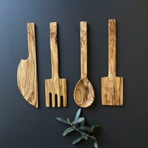 Zethome Zeytin Ağacı Servis Tabağı 25 cm Ve Dörtlü Servis Seti