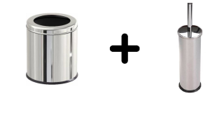 Zethome Paslanmaz Çemberli Çöp Kovası Krom 3 LT Ve Tuvalet Fırça Set