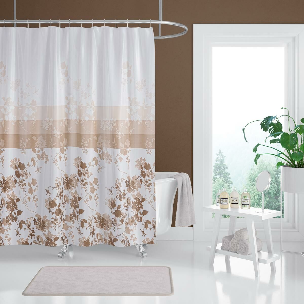 Banyo Perdesi 1x120x200 Tek Kanat Duş Perdesi Halka Hediyeli Duşakabin Perdesi 4131