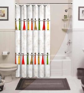 Banyo Perdesi 1x120x200 Tek Kanat Duş Perdesi Halka Hediyeli Duşakabin Perdesi Africa