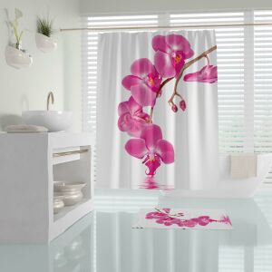 Banyo Perdesi 1x120x200 Tek Kanat Duş Perdesi Halka Hediyeli Orchid