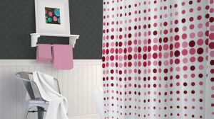 Banyo Perdesi 1x180x200 Tek Kanat Duş Perdesi Halka Hediyeli Duşakabin Perdesi 4961 Pembe