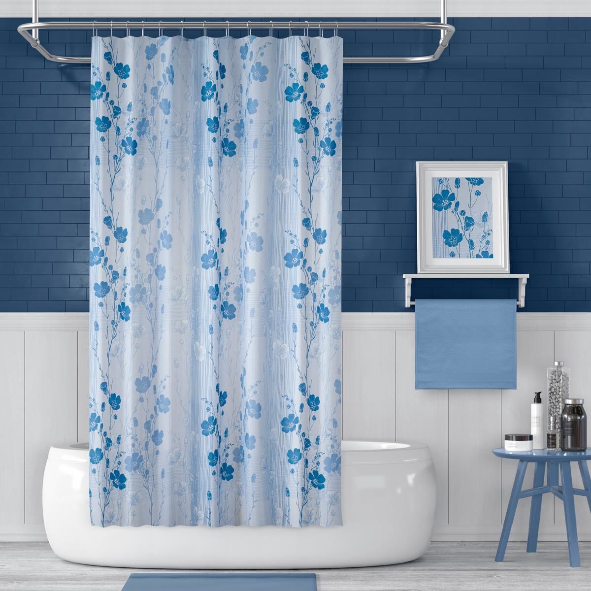 Banyo Perdesi 2x110x200 Çift Kanat Duş Perdesi Halka Hediyeli Duşakabin Perdesi 4246