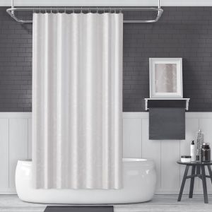 Banyo Perdesi 2x110x200 Çift Kanat Duş Perdesi Halka Hediyeli Duşakabin Perdesi 5026 Beyaz