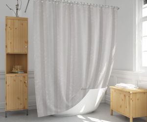 Banyo Perdesi 2x110x200 Çift Kanat Duş Perdesi Halka Hediyeli Duşakabin Perdesi 5026 Beyaz