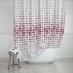 Banyo Perdesi 2x110x200 Çift Kanat Duş Perdesi Halka Hediyeli Duşakabin Perdesi 4961 Pembe