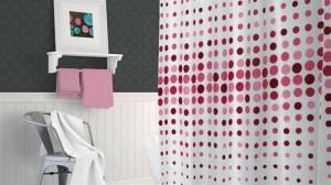 Banyo Perdesi 2x110x200 Çift Kanat Duş Perdesi Halka Hediyeli Duşakabin Perdesi 4961 Pembe