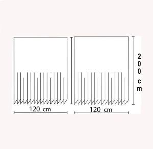 Banyo Perdesi 2x120x200 Çift Kanat Duş Perdesi Halka Hediyeli Duşakabin Perdesi 10056