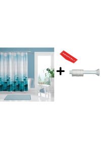 Banyo Perdesi Seti 120x200 Duş Perdesi , 90x130 Banyo Perde Borusu Beyaz Askı Aparatı Hediyeli 5705