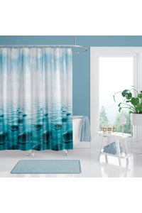Banyo Perdesi Seti 120x200 Duş Perdesi , 90x130 Banyo Perde Borusu Beyaz Askı Aparatı Hediyeli 5705