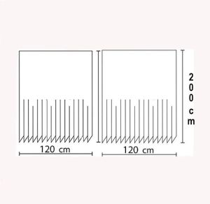 Banyo Perdesi 2x120x200 Çift Kanat Duş Perdesi Halka Hediyeli 4131