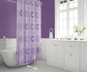 Zethome Tropik Banyo Duş Perdesi 5033 Çift Kanat Lila 2X120x200