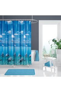 Banyo Perdesi Seti 120x200 Duş Perdesi , 90x130 Banyo Perde Borusu Beyaz Askı Aparatı Hediyeli 8852