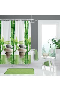 Banyo Perdesi Seti 120x200 Duş Perdesi , 90x130 Banyo Perde Borusu Beyaz Askı Aparatı Hediyeli 10056
