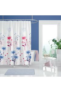 Banyo Perdesi Seti 120x200 Duş Perdesi , 90x130 Banyo Perde Borusu Beyaz Askı Aparatı Hediyeli 8747