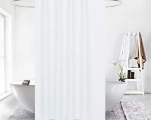 Banyo Perdesi 1x120x200 Tek Kanat Duş Perdesi Halka Hediyeli Beyaz 50 Adet