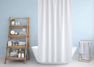 Banyo Perdesi 1x120x200 Tek Kanat Duş Perdesi Halka Hediyeli Beyaz 50 Adet