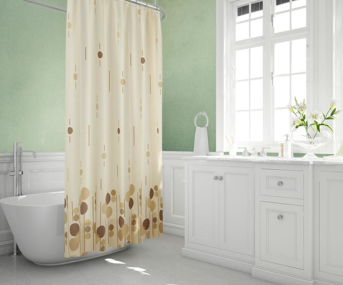 Zethome Tropik Banyo Duş Perdesi 6022 Çift Kanat Kahve 2X120x200