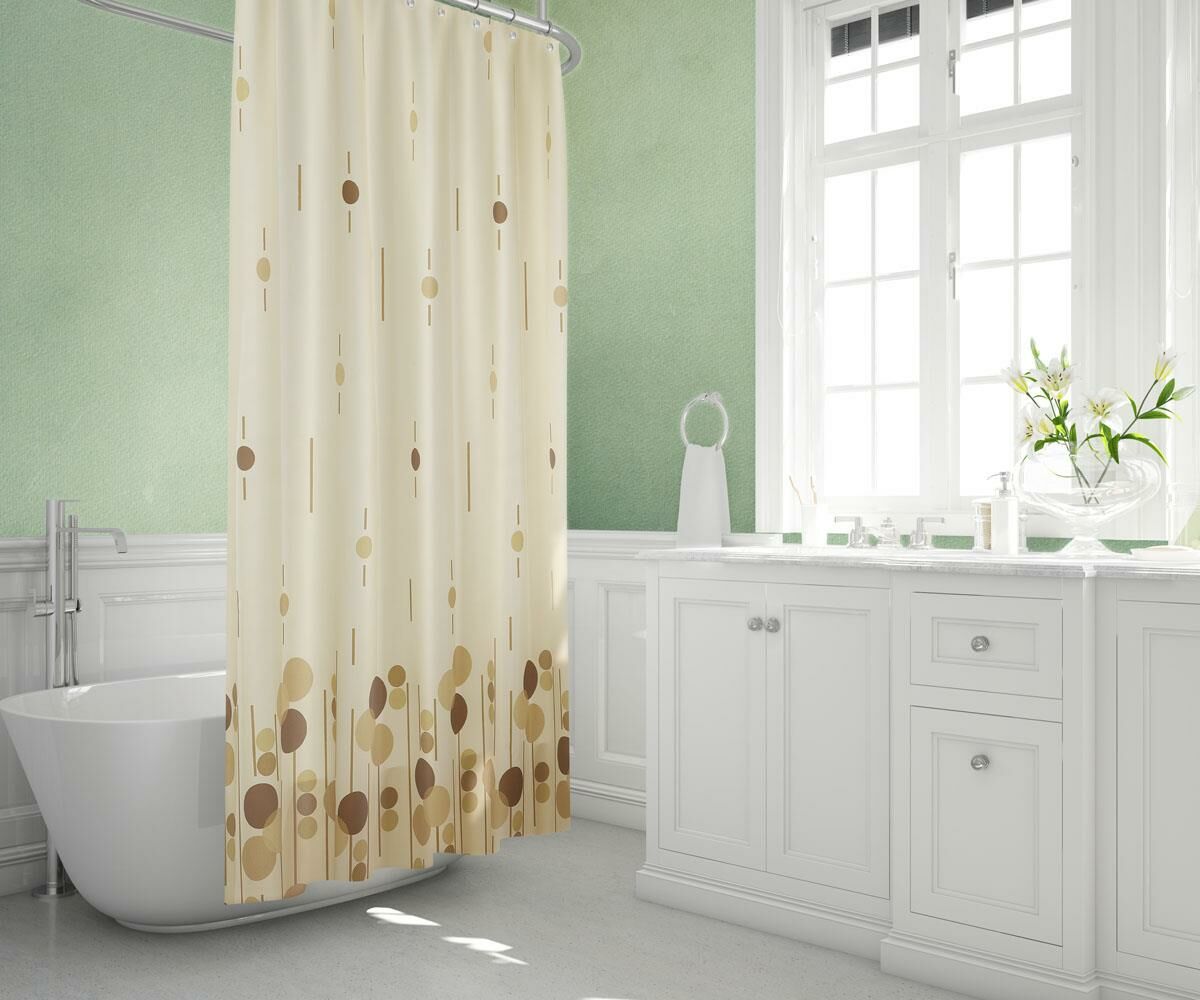 Banyo Perdesi 2x120x200 Çift Kanat Duş Perdesi Halka Hediyeli Duşakabin Perdesi 6022 Kahverengi
