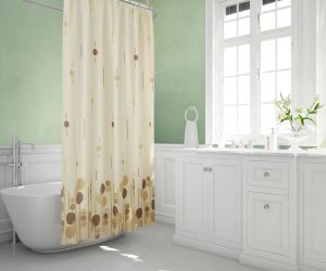 Banyo Perdesi 2x120x200 Çift Kanat Duş Perdesi Halka Hediyeli Duşakabin Perdesi 6022 Kahverengi