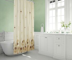 Banyo Perdesi 2x120x200 Çift Kanat Duş Perdesi Halka Hediyeli Duşakabin Perdesi 6022 Kahverengi
