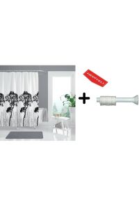 Banyo Duş Perdesi 3391 120x200 Perde Borusu Askı Aparatı 90x130 Hediyeli