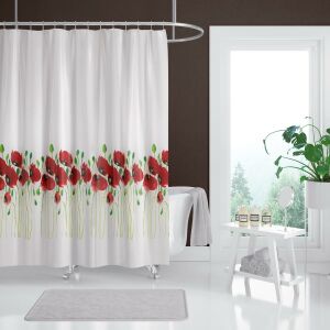 Banyo Perdesi 2x120x200 Çift Kanat Duş Perdesi Halka Hediyeli Duşakabin Perdesi 7081
