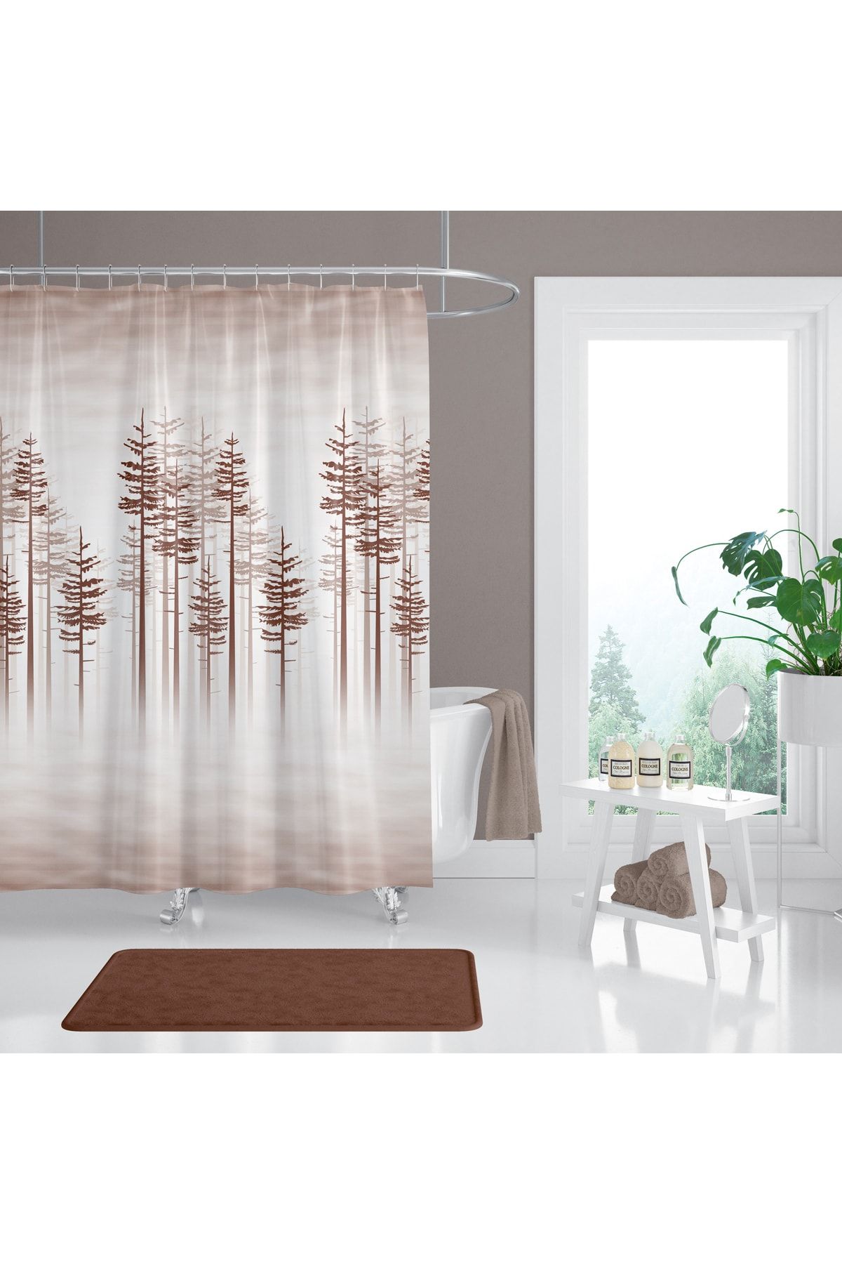 Banyo Duş Perdesi 3390 120x200 Perde Borusu Askı Aparatı 90x130 Hediyeli