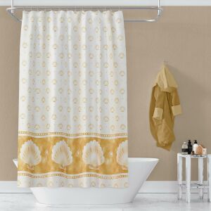 Banyo Perdesi 2x100x200 Çift Kanat Duş Perdesi Halka Hediyeli Duşakabin Perdesi 4077 Kahverengi