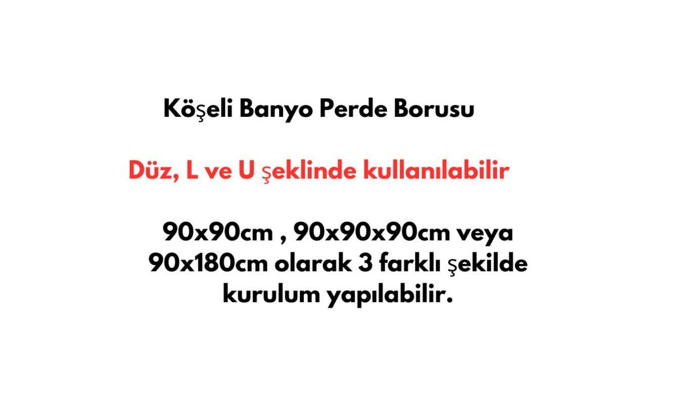 Banyo Perde Borusu Köşe Boru 90x3 Pembe Duş Perde Borusu Perde Askısı Duş Borusu Metal