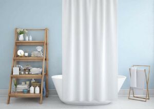 Banyo Perdesi 2x120x200 Çift Kanat Duş Perdesi Halka Hediyeli Duşakabin Perdesi 0010 Beyaz