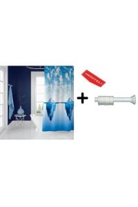 Banyo Duş Perdesi 5322 120x200 Perde Borusu Askı Aparatı 90x130 Hediyeli