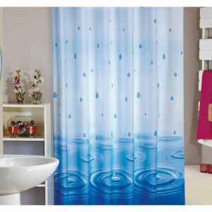 Banyo Perdesi 2x120x200 Çift Kanat Duş Perdesi Halka Hediyeli Duşakabin Perdesi 5020 Mavi