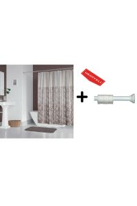 Banyo Duş Perdesi 4247 120x200 Perde Borusu Askı Aparatı 90x130 Hediyeli