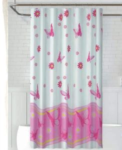 Banyo Perdesi 2x120x200 Çift Kanat Duş Perdesi Halka Hediyeli Duşakabin Perdesi 6020 Pembe
