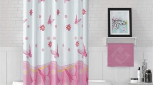 Banyo Perdesi 2x120x200 Çift Kanat Duş Perdesi Halka Hediyeli Duşakabin Perdesi 6020 Pembe